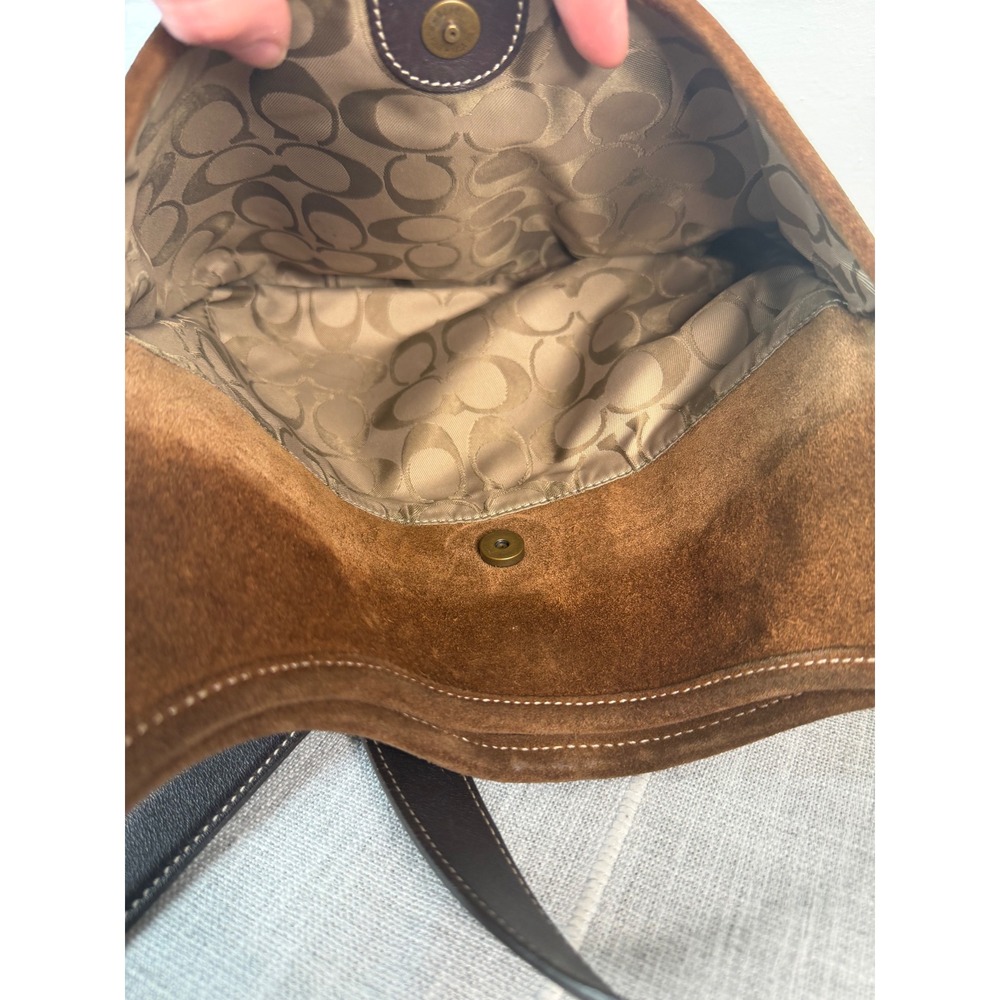 Vintage Coach Suede Brown Crossbody Purse 9506 Y2K Boho Minimalist - Picture 8 of 11